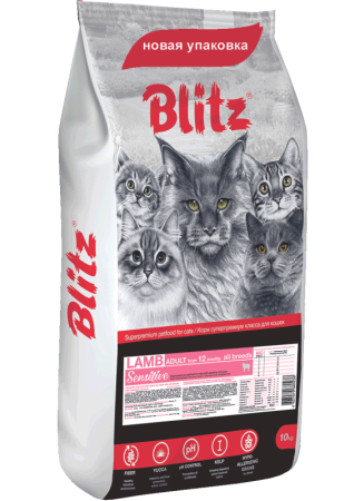 BLITZ ADULT CATS Sensitive LAMB корм д/кошек с ягненком,10кг